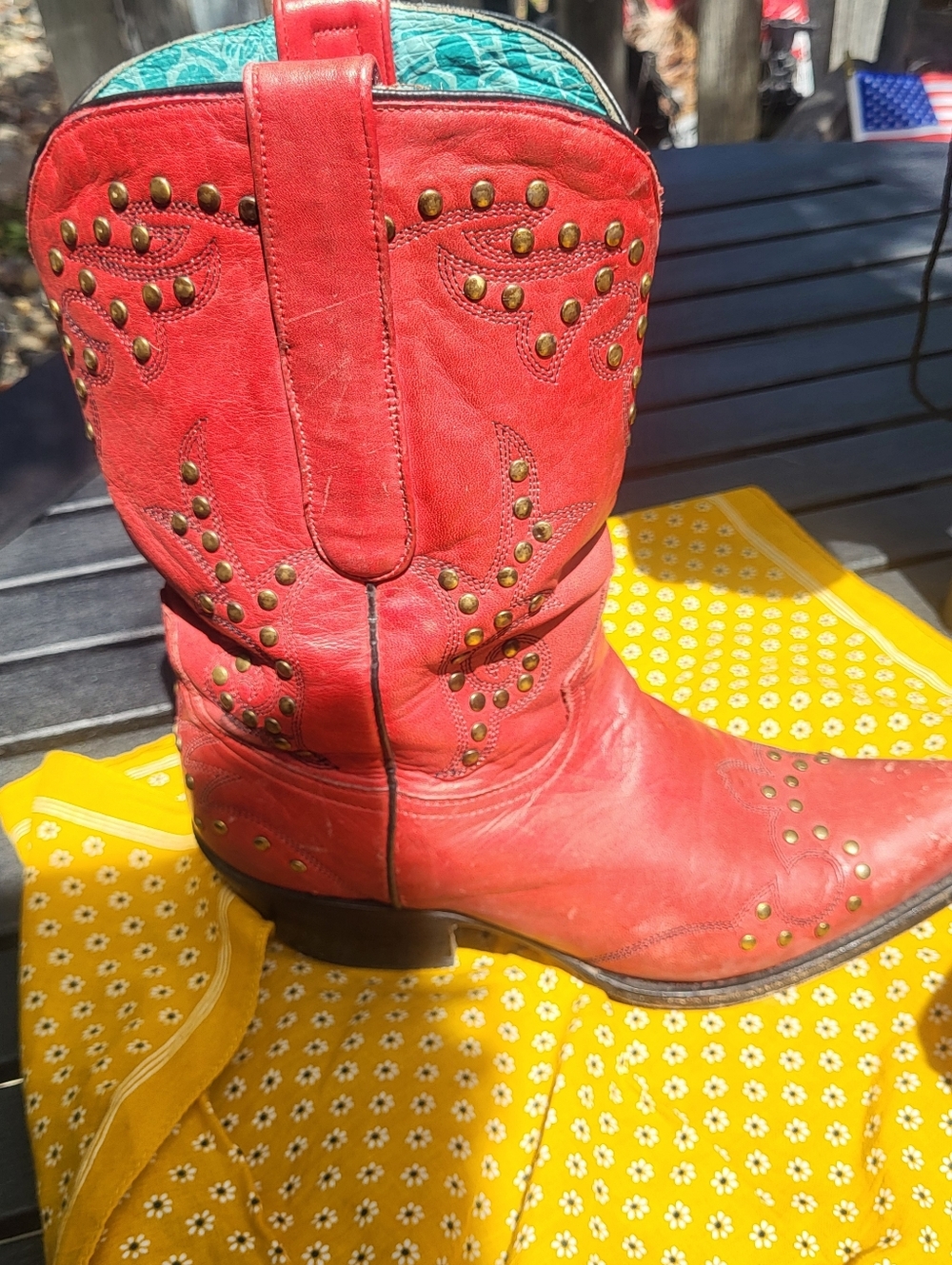 Corral Red Snip Toe Cowgirl Boots, Size 9 - Picture 8 of 16